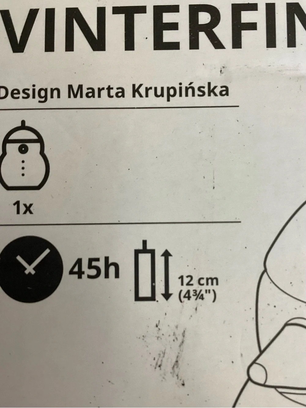 IKEA Blue and White Snowman Unscented Candle with Red Beak 4 3/4